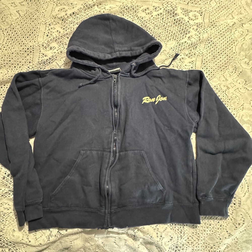 Ron Jon Surf Shop Kids Zip Up Hoodie Sweatshirt Blue Tropical Beach Print Size M